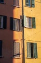 The close-up on the detail of architecture in Bologna, Italy