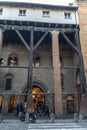 The close-up on the detail of architecture in Bologna, Italy