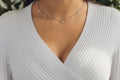 Close up Detail of a Beautiful Necklace in Glamour Shot - Image of a beautiful precious piece around model s neck. Royalty Free Stock Photo