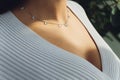 Close up Detail of a Beautiful Necklace in Glamour Shot - Image of a beautiful precious piece around model s neck. Royalty Free Stock Photo