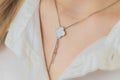 Close up Detail of a Beautiful Necklace in Glamour Shot - Image of a beautiful precious piece around model s neck. Royalty Free Stock Photo