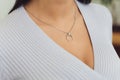 Close up Detail of a Beautiful Necklace in Glamour Shot - Image of a beautiful precious piece around model s neck. Royalty Free Stock Photo