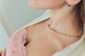 Close up Detail of a Beautiful Necklace in Glamour Shot - Image of a beautiful precious piece around model s neck. Royalty Free Stock Photo