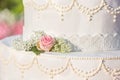 Beautiful white wedding cake outdoor Royalty Free Stock Photo