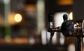 Close up detail beer cold tap in pub, selective focus Royalty Free Stock Photo
