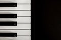 Close up detail on the black and white keys of a music keyboard, with copy space for text. Electronic piano keyboard Royalty Free Stock Photo