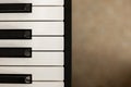 Close up detail on the black and white keys of a music keyboard, with copy space for text. Keyboard synthesizer on a Royalty Free Stock Photo