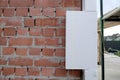 Close-up detail of brick house wall with rigid styrofoam insulation sheet. Modern technology of construction, renovation and Royalty Free Stock Photo