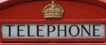 Close up detail of British red telephone booth