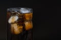 Close up detail of a chilled glass of coke