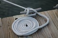 Coiled Rope and Dock Cleat Royalty Free Stock Photo