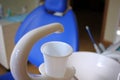 Close-up detail of equipment and dental instruments of a dentist in a dental clinique Royalty Free Stock Photo