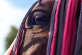 Close-up detail eye of brown horse Royalty Free Stock Photo