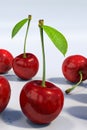 Delicious looking red cherries, detailed macro, vertical