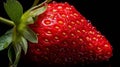 Close-up detail of a fresh red strawberry with leaves, Strawberries isolate