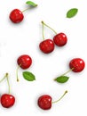 Delicious looking red cherries on white background Royalty Free Stock Photo