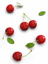 Delicious looking red cherries on white background Royalty Free Stock Photo