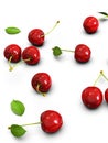 Delicious looking red cherries on white background Royalty Free Stock Photo