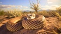 Close-up detail of the head of a Rattlesnake in desert on blurred background Royalty Free Stock Photo