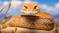 Close-up detail of the head of a Rattlesnake in desert on blurred background Royalty Free Stock Photo