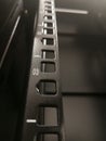 Close up detail of 19`` industrial rack for telecommunication