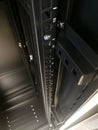 Close up detail of 19`` industrial rack for telecommunication