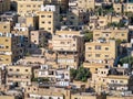 Close up detail with many crowded apartment buildings in Amman, Jordan