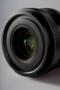 A close-up detail of a mirrorless camera lens Royalty Free Stock Photo