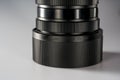 A close-up detail of a mirrorless camera lens Royalty Free Stock Photo