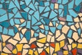 Mosaic of broken pieces of multi-color tile