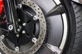 Close up - Detail Motorcycle brake disc Royalty Free Stock Photo