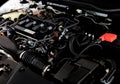 Close up detail of new car engine The powerful engine of a car. Royalty Free Stock Photo