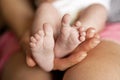 Close up detail of newborn baby boys feet Royalty Free Stock Photo