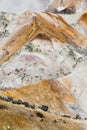 Close up detail of Noboribetsu Jigokudani Hell Valley: The volcano valley got its name from the sulfuric smell. Royalty Free Stock Photo