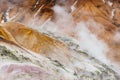 Close up detail of Noboribetsu Jigokudani Hell Valley: The volcano valley got its name from the sulfuric smell. Royalty Free Stock Photo