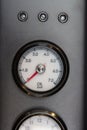 Close up detail of oil pressure gauge Royalty Free Stock Photo