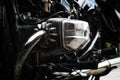 Detail of airhead motorcycle engine Royalty Free Stock Photo