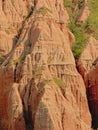 Close-up detail of the pink rocks Rapa Rosie , the grand canyon of Romania, under a clear blue sky Royalty Free Stock Photo