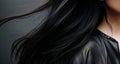 Close-Up Detail of Shiny Black Hair with Copy Space