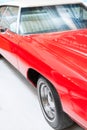 Close Up Detail of Shiny Red Classic Car. Royalty Free Stock Photo