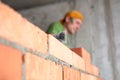 Close-up detail smooth brickwork, mason work Royalty Free Stock Photo