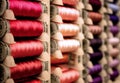 Close up Detail of Spools of Embroidery Thread