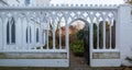 Detail at Strawberry Hill House, Twickenham, west London, recently restored. Fine example of Georgian Gothic Revival architecture.