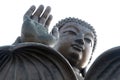 Close up detail of Tian Tan Buddha, or Big Buddha, the tallest outdoor seated bronze Buddha located in Lantau Island, Hong Kong.