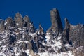 Close up detail of the top of Cerro Castillo in Carretera austral in chile - Patagoni Royalty Free Stock Photo