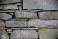 Close up detail of traditional old dry stone wall, in grey, ideal for abstract background Royalty Free Stock Photo