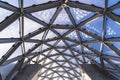 close up detail view of glass domed steel structured window from below Royalty Free Stock Photo