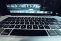 Close up detail view of a laptop computer keyboard with high contrast. Royalty Free Stock Photo