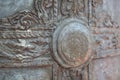 detail view of old door with iron ornament Royalty Free Stock Photo