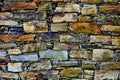 Close-up detail view of an old traditional stone wall built from schist in PiodÃ£o, made of shale rocks stack, one of Portugal's